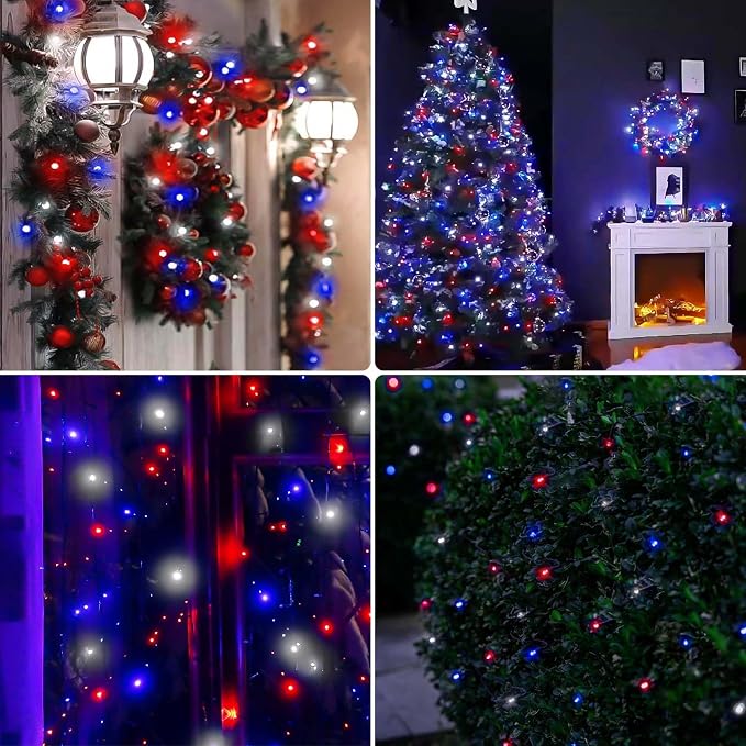 200 LED Red White and Blue Christmas String Lights Outdoor Indoor, 75.8 FT 4th - Image 7