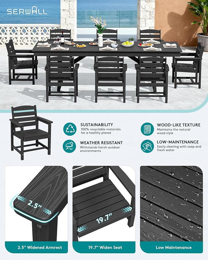 SERWALL 9 Piece Outdoor Dining Set - Image 3