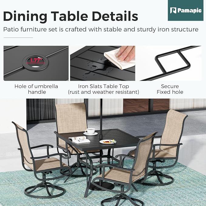 5-Piece Outdoor Dining Set, Patio Furniture Set - Image 5