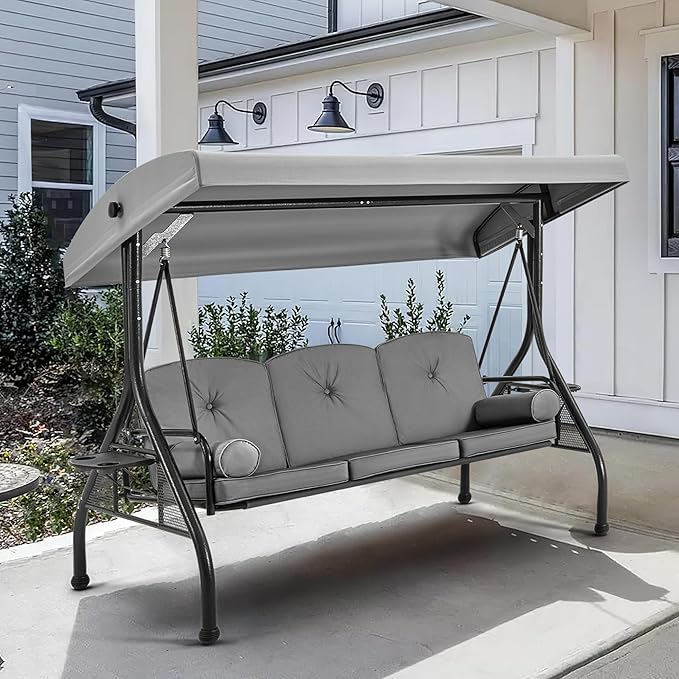HOMREST 3 Seat Outdoor Porch Swing - Image 4