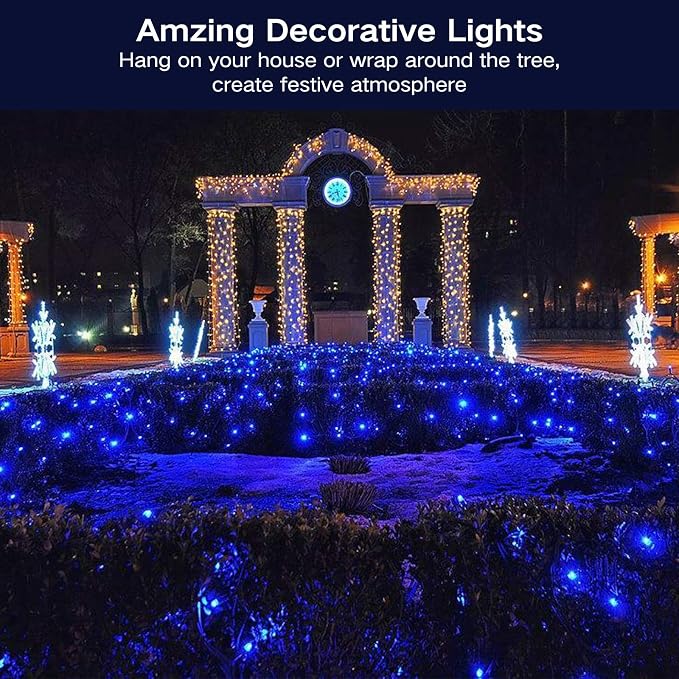 BrizLabs Blue Christmas Lights, 69.6ft 300 Count Blue String Lights Connectable - Image 5