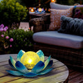 GIGALUMI Solar Light Outdoor Garden Decor, Lotus Flower Light Crackle Globe by GIGALUMI