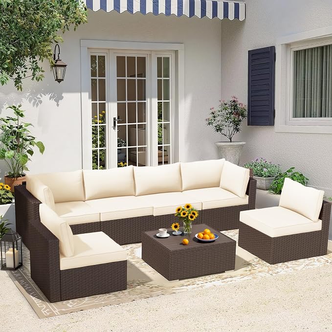 HOMREST Replacement Cushions for Outdoor Furniture, 25x25 Inch 14-Piece Patio - Image 3