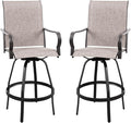Vongrasig 2 Piece Patio Swivel Bar Chairs, All Weather Metal Textile High by Vongrasig