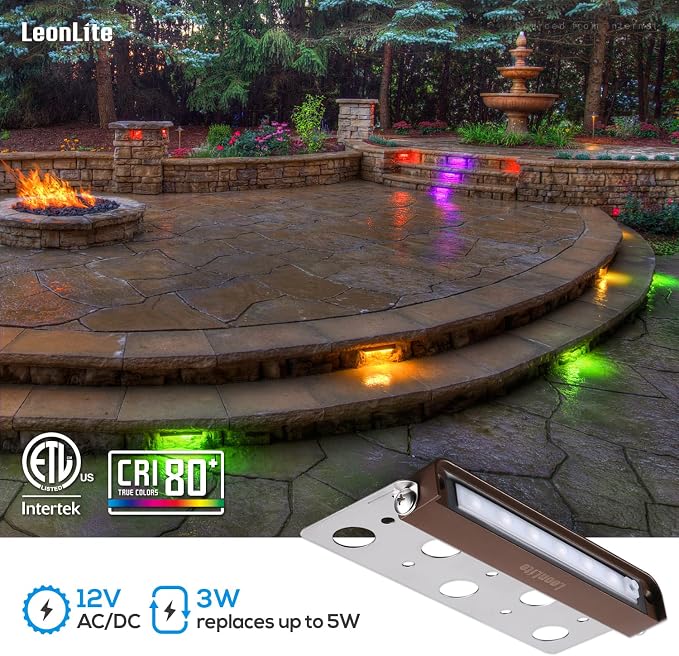 LEONLITE 8-Pack Premium Series RGB 7 Inch 3W LED Retaining Wall Lights Swivel - Image 3