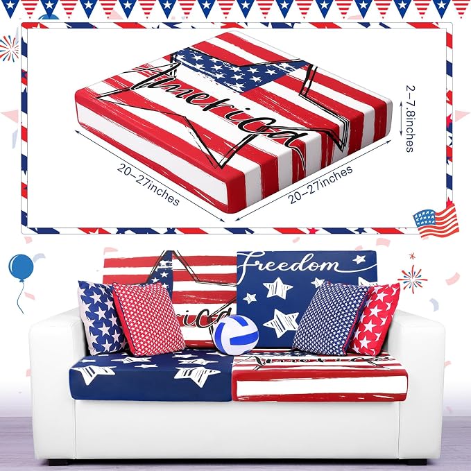 Newwiee 8Pcs Patio Cushion Covers Stretch Outdoor Cushion Cover Replacement - Image 2