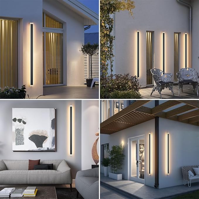 59in Long Outdoor LED Light IP65 Waterproof, Modern Exterior Wall Sconce Black - Image 7