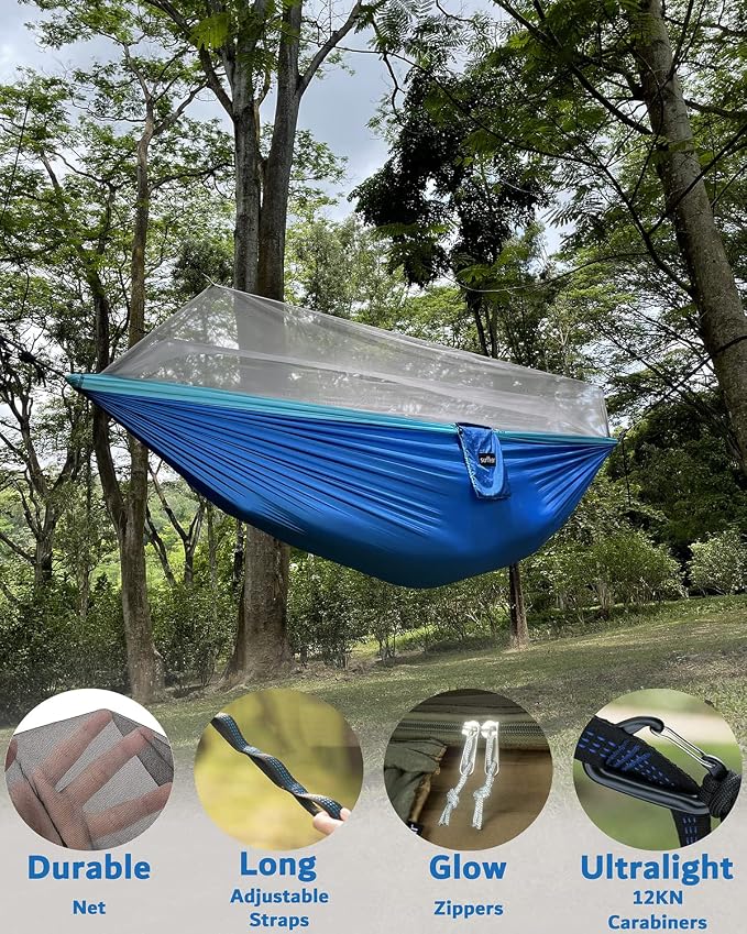 Sunyear Camping Hammock, Portable Single & Double Hammock - Image 4