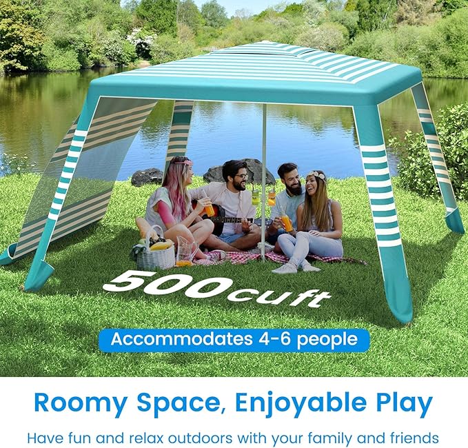 MoKo Beach Cabana, UPF 50+ Protection Easy Setup Beach Tent Sun Shelter - Image 6