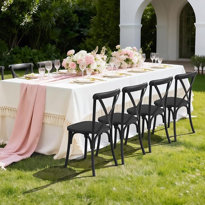 VINGLI Plastic Outdoor Dining Chairs Set of 8, Stackable Patio Dining Chairs - Image 7