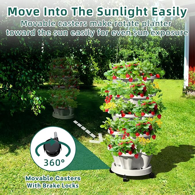 Strawberry Vertical Planter Tower Garden, 7 Tiered Stackable Planter Herb - Image 3