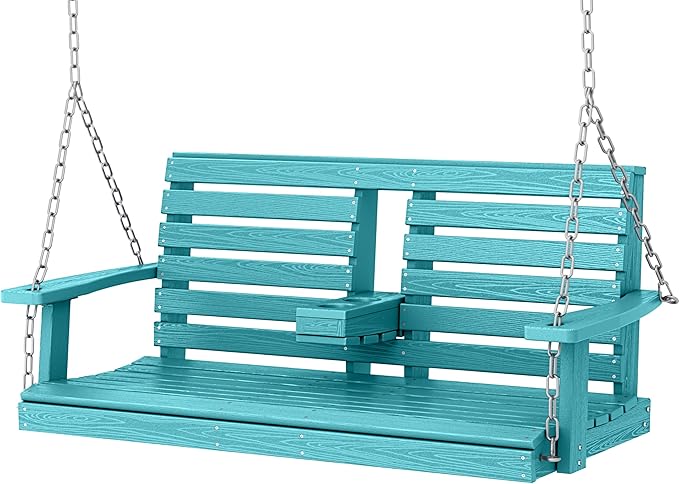 KINGYES Outdoor Hanging Porch Swing, 2 Seat Patio Swing Chair by KINGYES