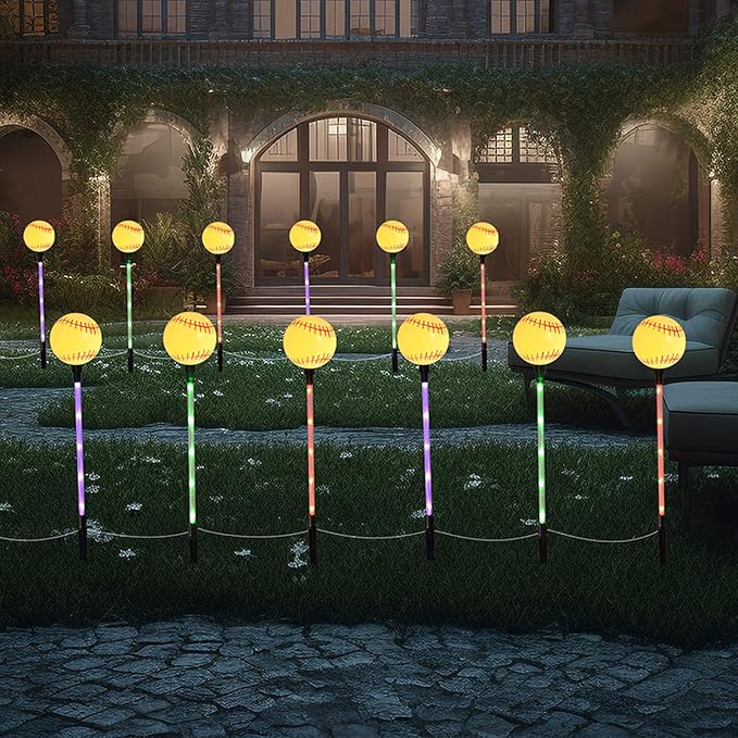 Solar Lights Outdoor, Baseball Theme LED Stake Light - Image 2