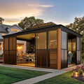 EROMMY 12' X 16' Hardtop Sunroom, Galvanized Steel Double Roof Gazebo Solarium by EROMMY