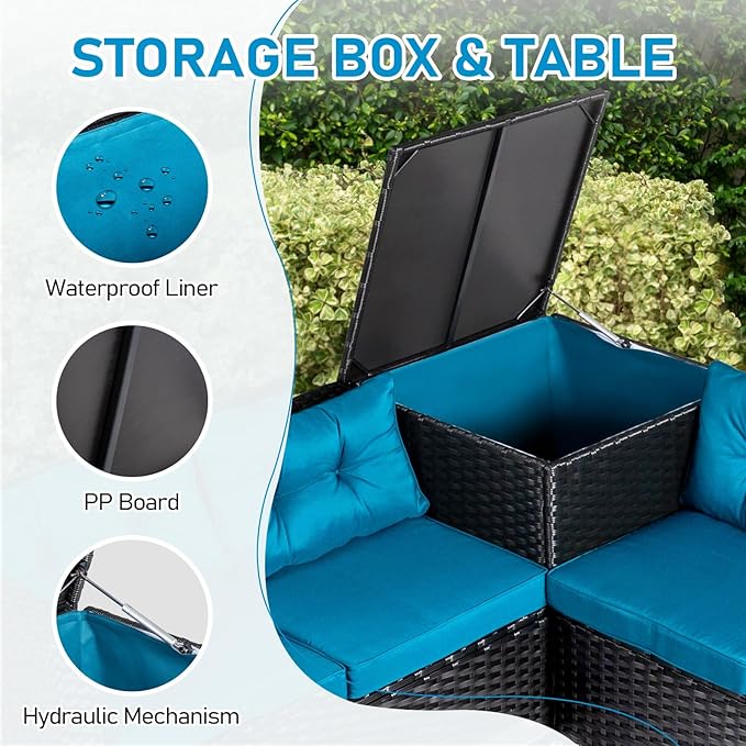 VINGLI 4 Pieces Outdoor Sectional Wicker Patio Furniture Set, Patio Sectional - Image 5