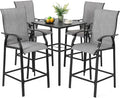 NUU GARDEN 5 Piece Outdoor Bar Set, Bar Height Patio Bistro Set, Textilene by NUUGARDENCORPORATION