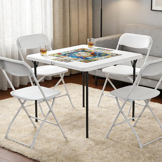 36 Inch Folding Card Table, Fold-in-Half Square Portable Table - Image 5