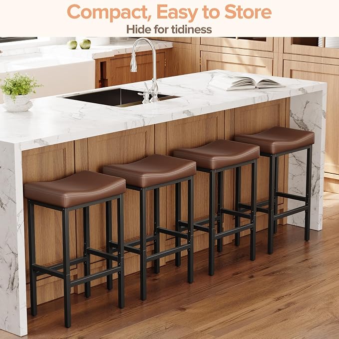 24 Inch Counter Height Bar Stools Set of 2, Compact Counter Stools - Image 5