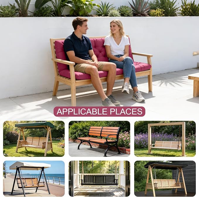 Outdoor Swing Cushions, 3 Seat Porch Swing Cushion Replacement - Image 6