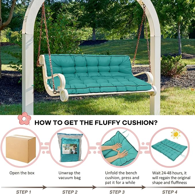 2-3 Seat Swing Replacement Cushion, Outdoor Bench Cushions - Image 6
