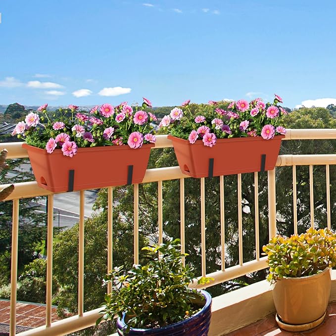CADUKE Railing Planter Boxes Deck 2 Pack Railing Flower Box - Image 3