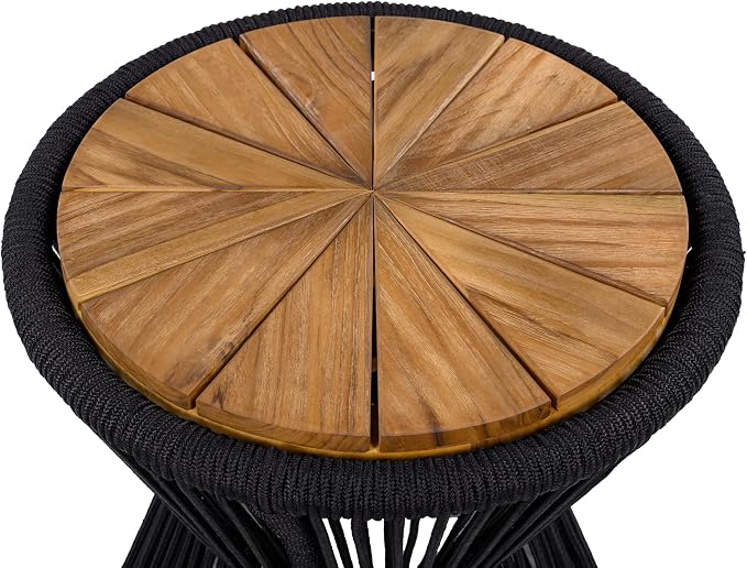 Scott Living Nara 18.9" Acacia Wood Outdoor Side Table, Metal Frame+Woven Rope - Image 8
