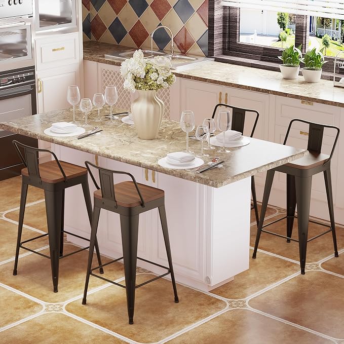 Bar Stools Set of 2 Metal Bar Stool Counter Height Bar Stools 30" Rusty Modern - Image 2