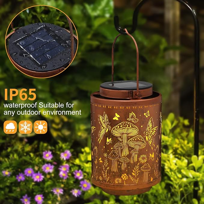 Solar Lanterns Outdoor Waterproof Mushroom Butterfly Garden Decor Gifts - Image 4