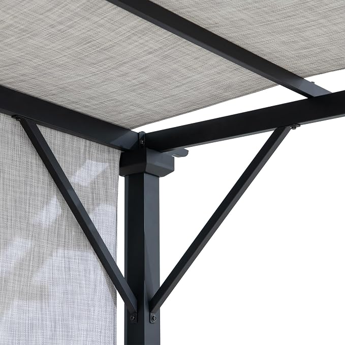 Sunjoy 9 x 9 ft. Pergola, Outdoor Patio Matte Black Steel Classic Frame Pergola - Image 5
