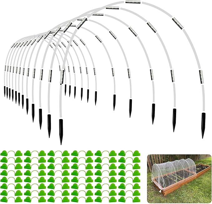 Garden Hoops for Raised Beds- Rust Free Fiberglass Frame Plant Hoops by OOTONAT