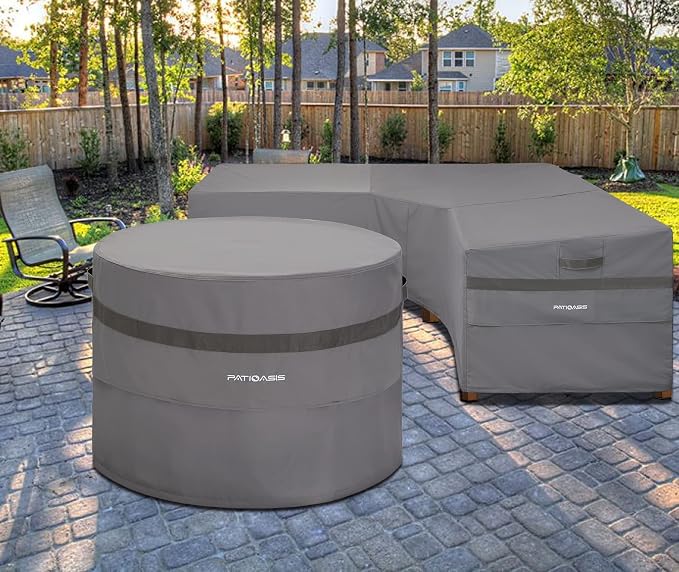 Grey Outdoor V-Shaped Sofa Cover 102''L x 102''W x 35.5''D x 31/26''H - Image 5