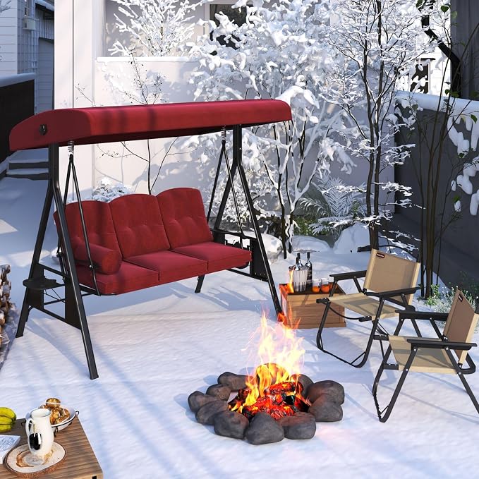 AECOJOY Outdoor Porch Swing, 3-Seat Porch Swing - Image 9
