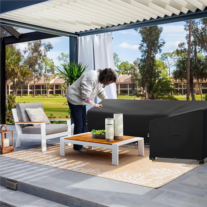 iBirdie Outdoor Sectional Cover fit 130" x 130", Waterproof Weatherproof 600D - Image 8