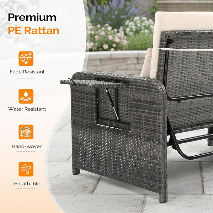 VINGLI Patio Daybed, Wicker Outdoor Daybed - Image 5