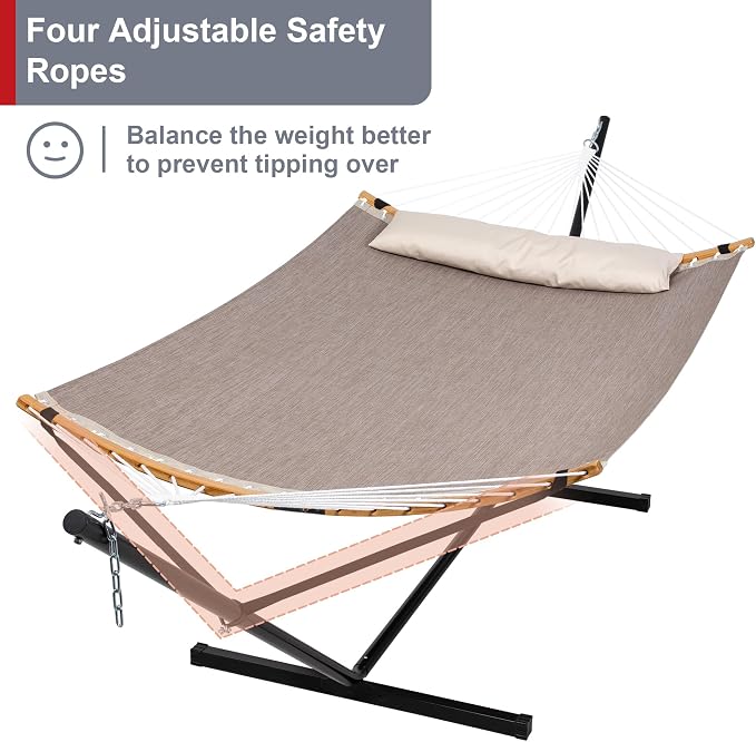 Quick Dry Hammock with Stand Included, Heavy Duty Hammock with 12FT Hammock - Image 3