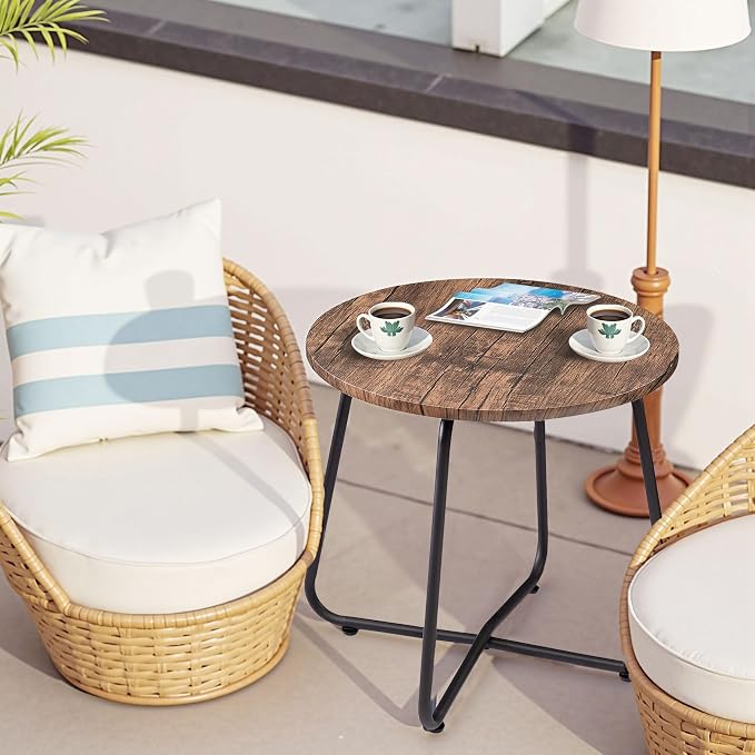 VECELO 17.7 inch Small Round Outdoor Side Table, Patio End Table, Waterproof - Image 5