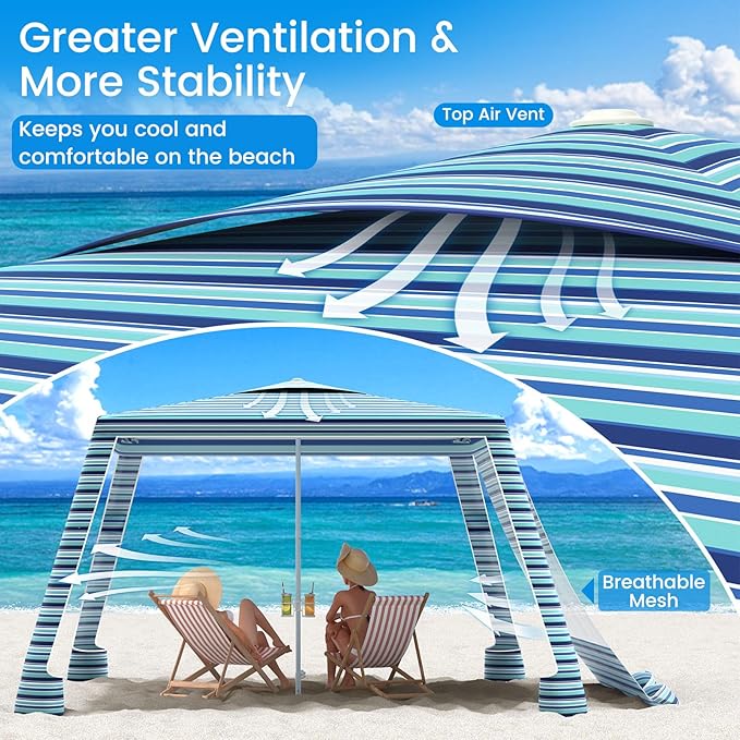MoKo Beach Cabana, UPF 50+ Protection Easy Setup Beach Tent Sun Shelter - Image 4
