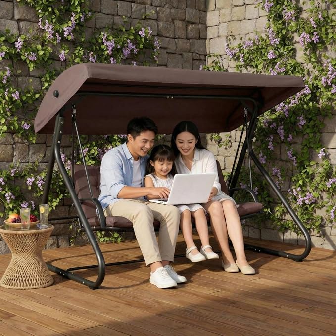 3-Seat Outdoor Convertible Swing Glider by Garvee