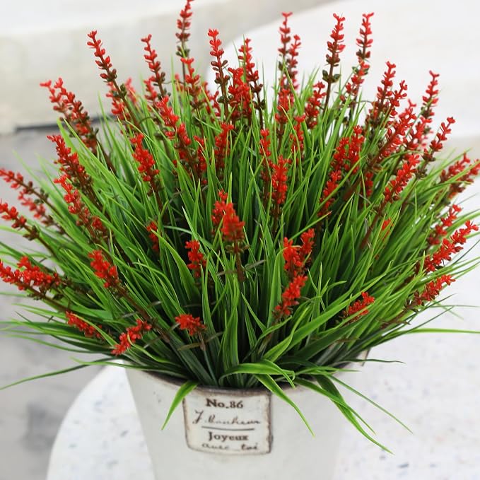 alyptus Artificial Flowers Outdoor 12 Bundles Fake Plants Outside Red Flower - Image 9