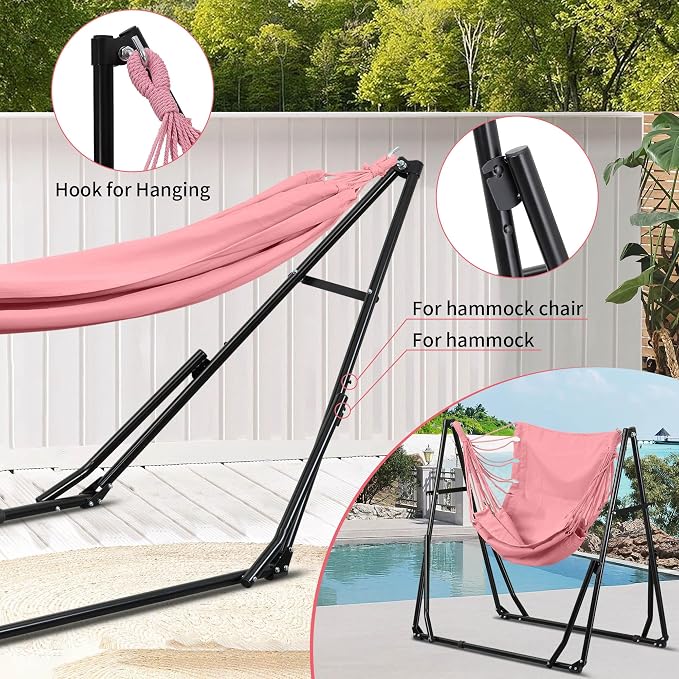 Ainfox Hammock with Foldable Stand, 2 in 1 Hammock and Swinging Chair with - Image 5