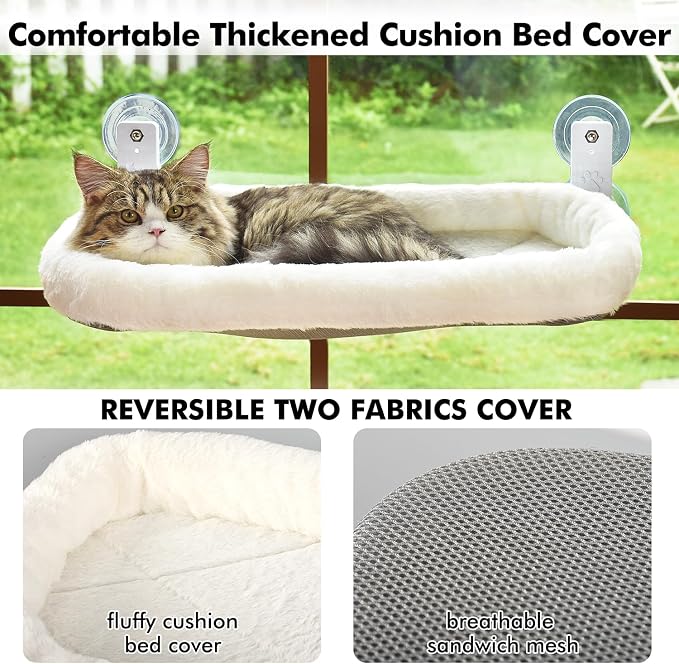 AMOSIJOY Cordless Cat Window Perch, Window Hammock - Image 5