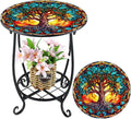 Outdoor Side Table Round Small Mosaic Patio Accent Indoor End Plant Coffee Tea by Cinnvoice