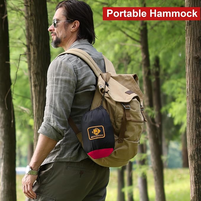 Camping Hammock with Net, Portable Lightweight Double Hammocks with Tree Straps - Image 6