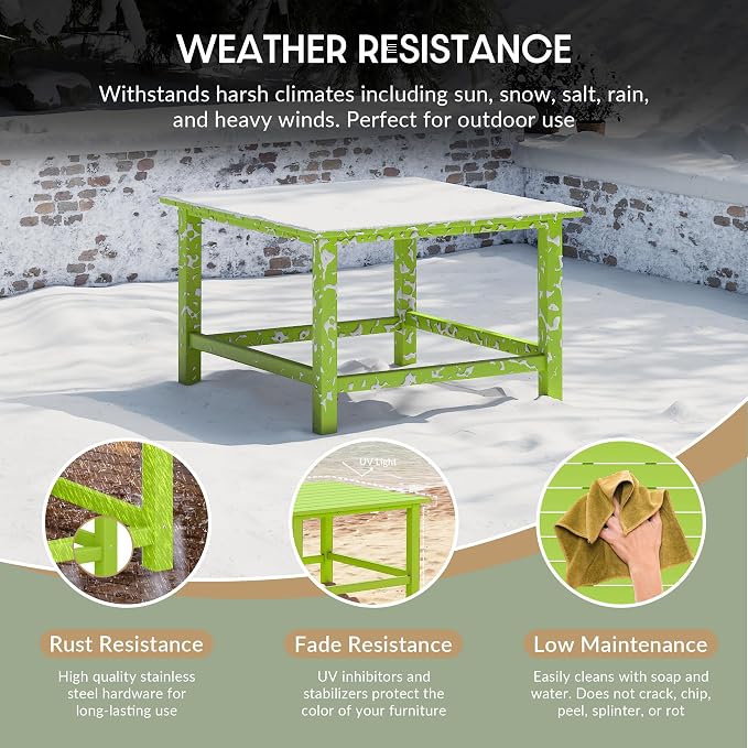 WestinTrends Malibu Low Outdoor HDPE Square Patio Coffee Table - Image 4