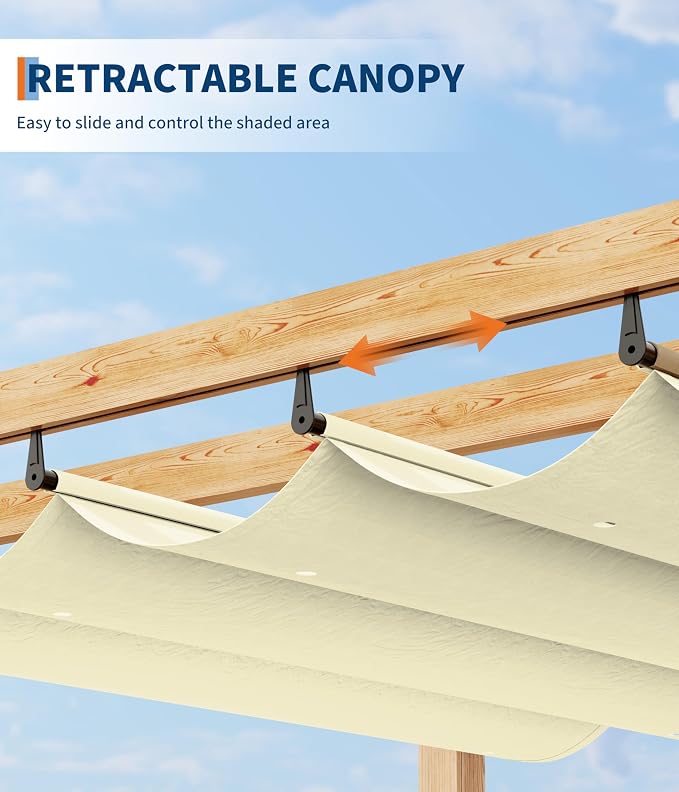 GarveeLife 10 x 10 ft Wood-Grain Aluminum Pergola Outdoor Pergola - Image 4
