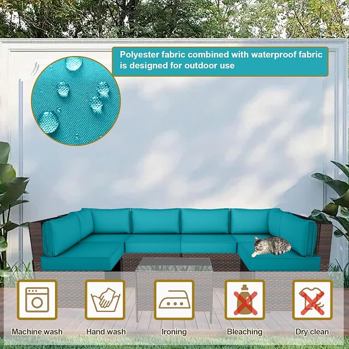 14 Piece Outdoor Patio Cushion Cover Replacement, Waterproof Patio Cushion - Image 4