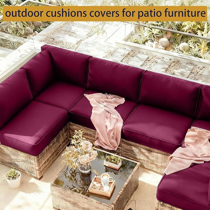 Outdoor Cushions Covers for Patio Furniture, Patio Cushion Covers Replacement - Image 6