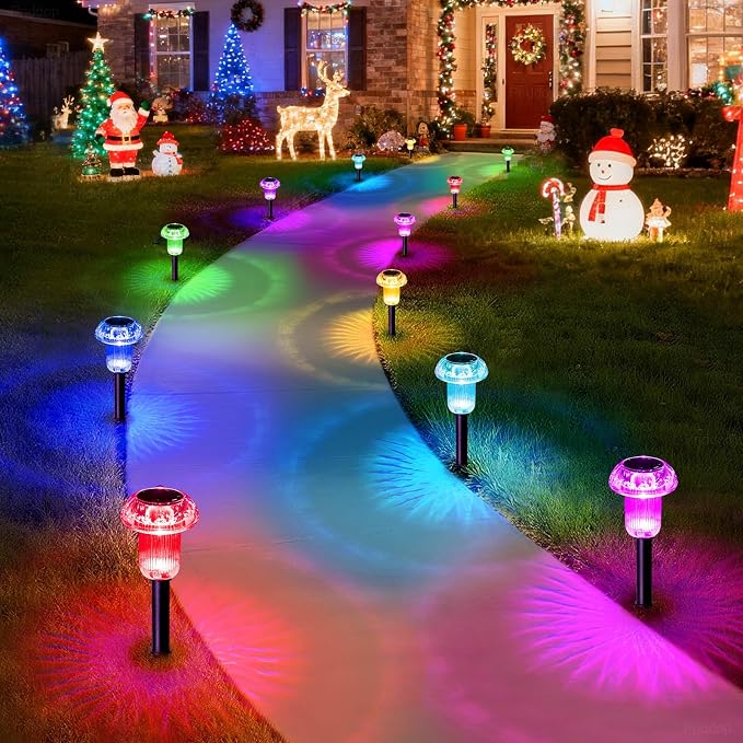 Solar Lights Outdoor Pathway Waterproof 12 Pack Color Changing LED Acrylic - Image 9