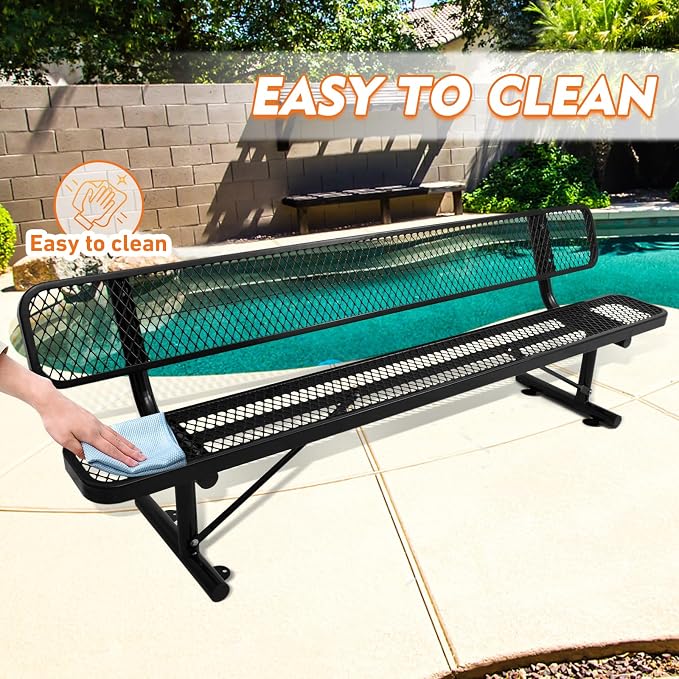 8FT/96INCH Heavy Duty Metal Park Bench - Image 5