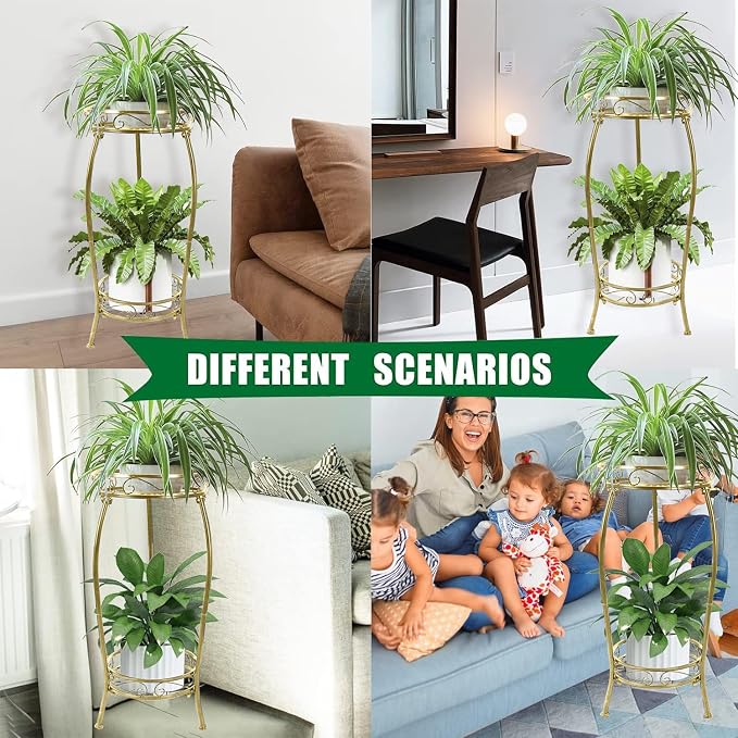 MOCORY Plant Stand Indoor Outdoor 2 Tier 27" Tall Metal Potted Holder Rack - Image 6